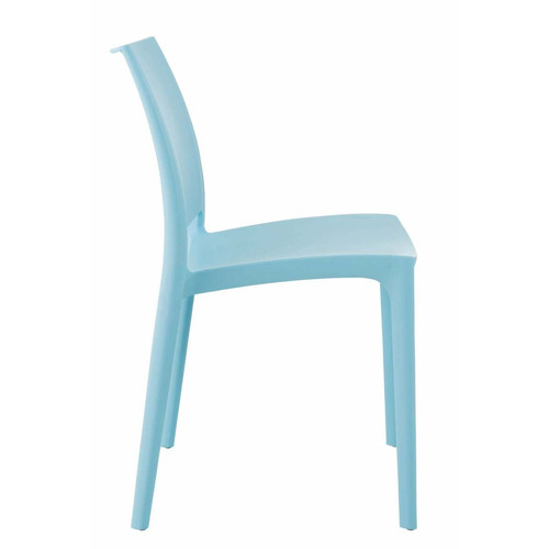 Decoshop26 Chaise de jardin en plastique bleu design simple empilable 10_0000869