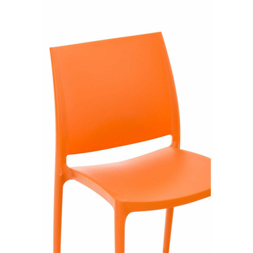 Chaises de jardin Chaise de jardin en plastique orange design simple empilable 10_0000833