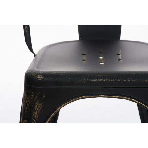 Chaises Chaise de salle à manger cuisine empilable style industriel en métal noir vieilli 10_0000041