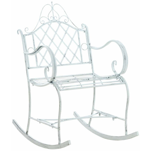 Decoshop26 - Chaise fauteuil à bascule rocking chair pour jardin en métal blanc vieilli MDJ10224 Decoshop26  - Fauteuils Decoshop26