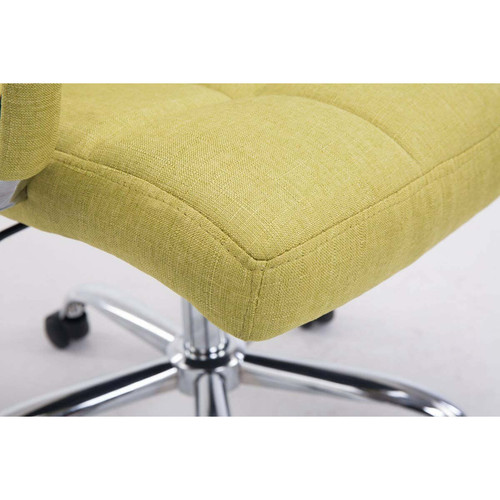 Decoshop26 Chaise fauteuil de bureau à roulettes en tissu vert hauteur réglable BUR10112