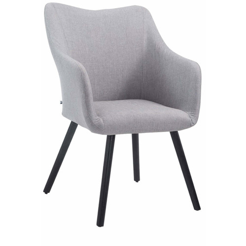 Decoshop26 - Chaise fauteuil de salle à manger en tissu couleur gris design scandinave moderne pieds noir 10_0000256 Decoshop26 - Fauteuils Classique