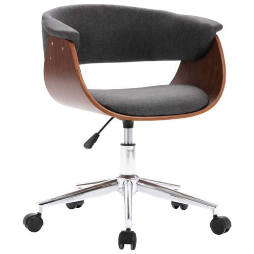 Chaises Decoshop26 Chaise pivotante de salle à manger design contemporain bois courbé et tissu gris CDS020092