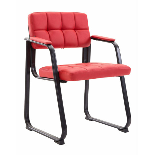 Decoshop26 - Chaise visiteur fauteuil de bureau sans roulette synthétique rouge BUR10229 - Chambre Enfant Rouge