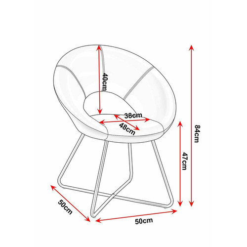 Decoshop26 Fauteuil chaise lounge design en velours rouge pieds en métal FAL09040