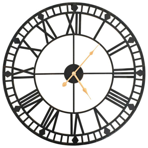 Decoshop26 - Horloge murale vintage avec mouvement à quartz Métal 60 cm XXL DEC022276 Decoshop26  - Horloges, pendules Gris