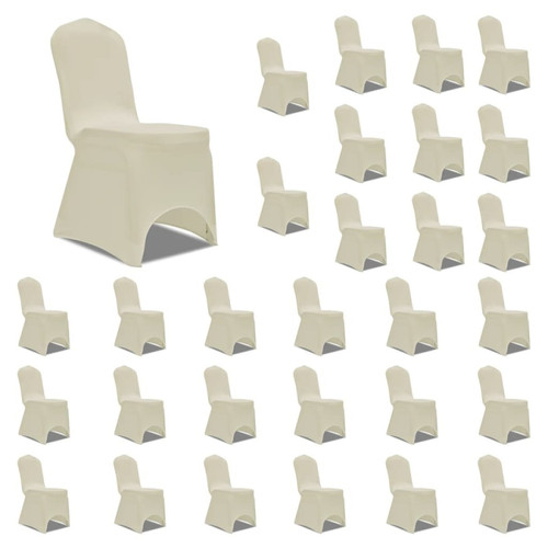 Decoshop26 - Housses élastiques de chaise Crème 30 pièces DEC022538 Decoshop26  - Mobilier de jardin