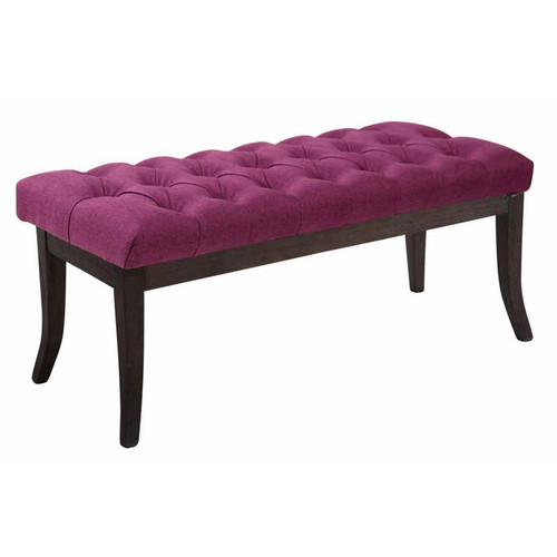 Decoshop26 - Banc avec assise en tissu violet rembourrée capitonné 100 cm style Chesterfield pieds bois foncé BAN10051 - Decoshop26