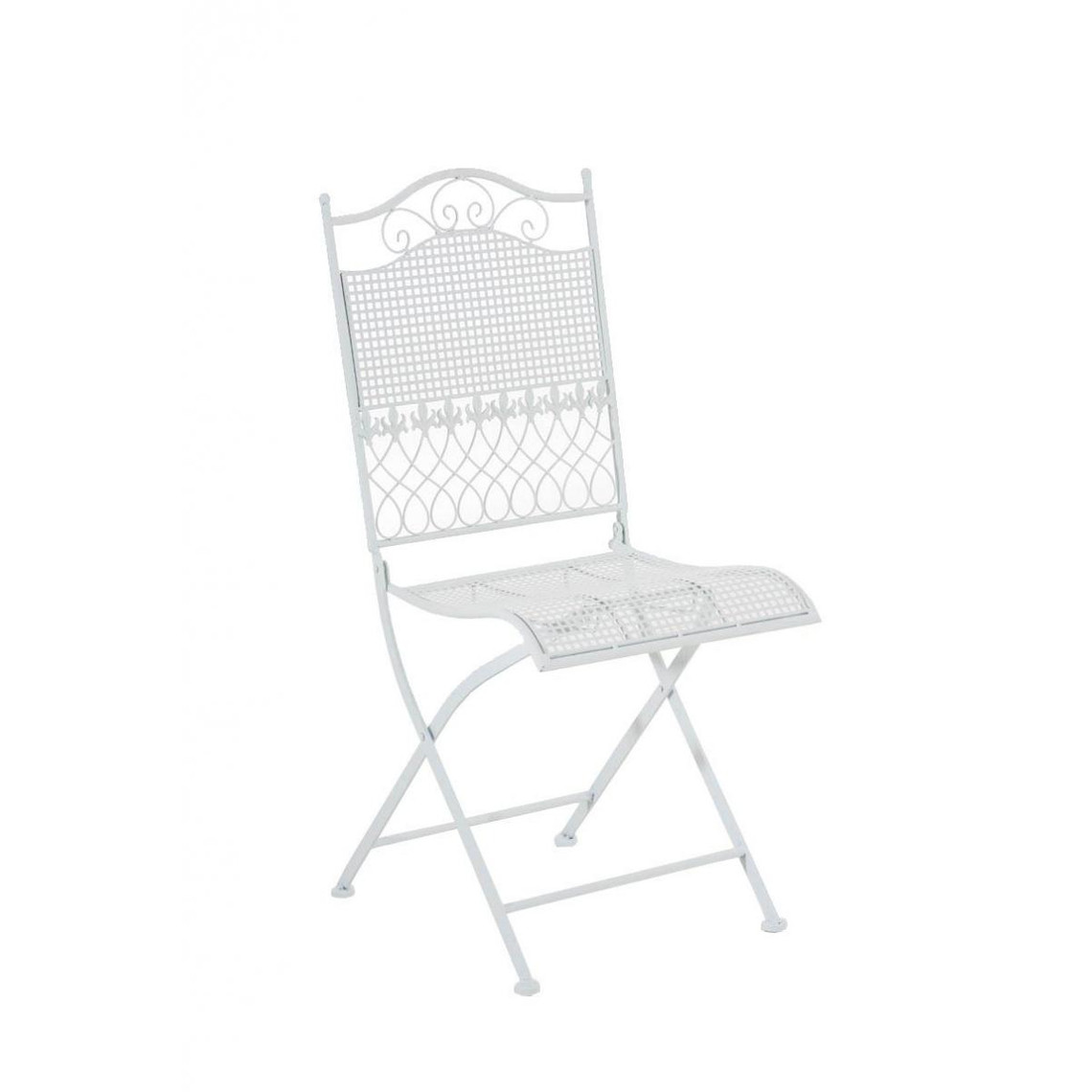 Decoshop26 Chaise de jardin en fer forgé blanc MDJ10025