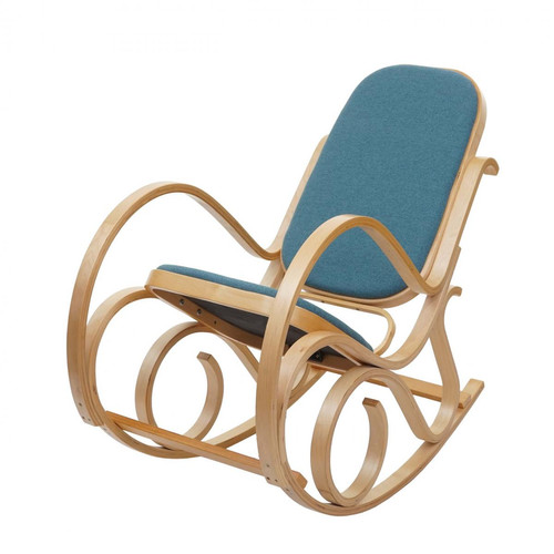 Decoshop26 - Fauteuil à bascule rocking chair en bois clair assise en tissu vert FAB04024 - Rocking Chairs Fauteuils
