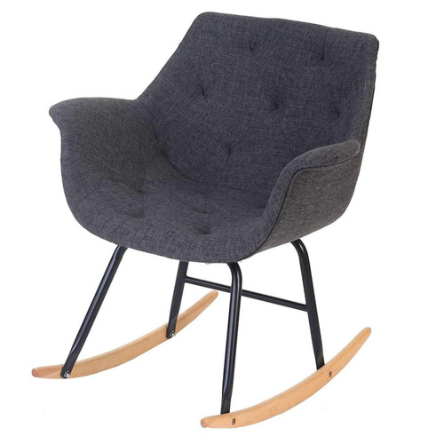 Decoshop26 - Fauteuil à bascule rocking chair relax avec accoudoirs en tissu gris FAB04017 - Rocking Chairs Fauteuils