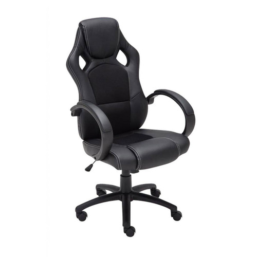 Decoshop26 - Fauteuil chaise de bureau confortable hauteur réglable en similicuir noir BUR10159 - Fauteuil haut confortable