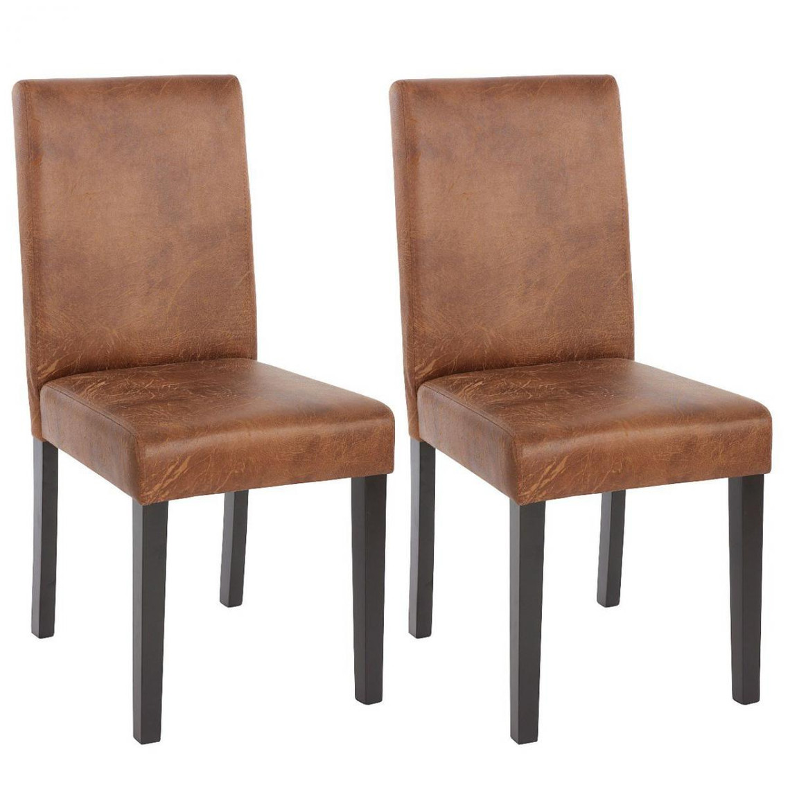 Decoshop26 Lot de 2 chaises salle à manger simili-cuir marron pieds foncés CDS04050