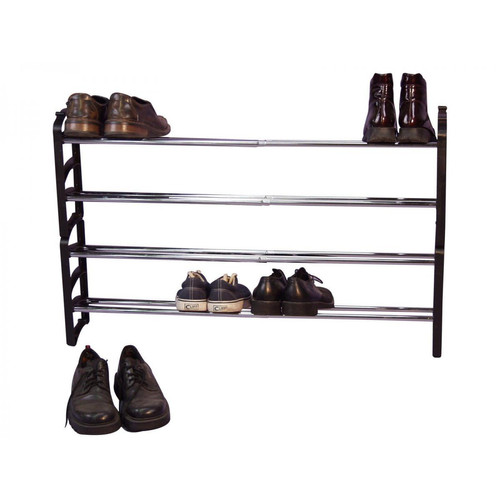 Decoshop26 - Lot de 2 étagères à chaussures extensible de 58 à 104 cm noir MED05088 - Decoshop26