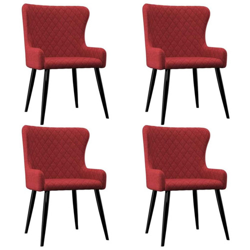 Decoshop26 - Lot de 4 chaises de salle à manger cuisine design classique tissu bordeaux CDS021340 - Maison Bordeaux