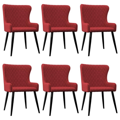 Decoshop26 - Lot de 6 chaises de salle à manger cuisine design moderne et chic en tissu couleur bordeaux CDS022247 - Maison Bordeaux