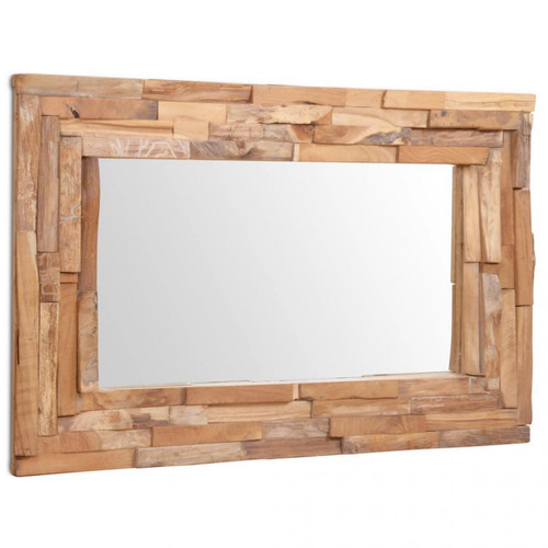 Decoshop26 - Miroir décoratif rectangulaire Teck marron 90 x 60 cm DEC022672 - Miroirs