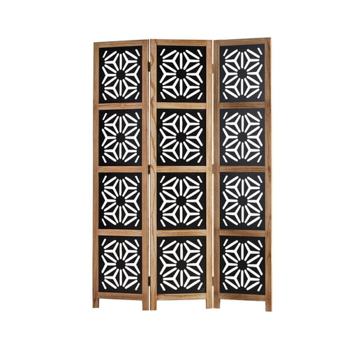 Decoshop26 - Paravent en 3 panneaux séparateur de pièce en bois et MDF noir 170x120 cm PAR06089 - Décoration Bois