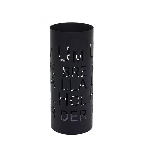 Decoshop26 - Porte-parapluie rond 55cm motif écriture en métal noir avec bac récupérateur d'eau 04_0004942 - Decoshop26