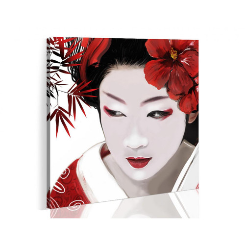 Decoshop26 - Tableau sur toile décoration murale image imprimée cadre en bois à suspendre Geisha japonaise 40x40 cm 11_0007379 - Tableaux, peintures