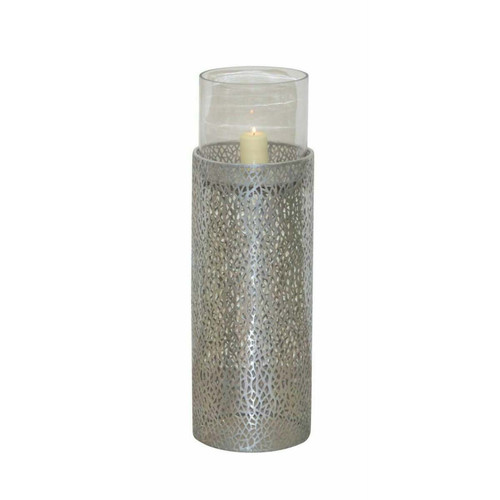 Decoshop26 - Lanterne de sol bougeoir design romantique en métal avec une surface perforée couleur argenté hauteur 68 cm DEC05103 Decoshop26 - Luminaires