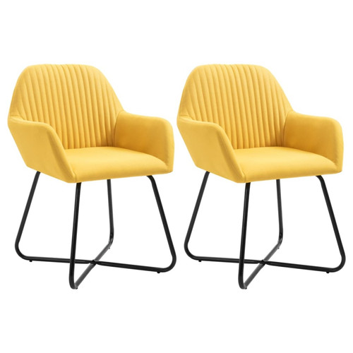 Decoshop26 - Lot de 2 chaises de salle à manger cuisine confortable stable et moderne en tissu jaune CDS020643 Decoshop26  - Chaise écolier Chaises