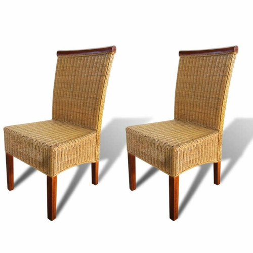 Decoshop26 - Lot de 2 chaises de salle à manger cuisine design moderne rotin naturel marron CDS020704 Decoshop26  - Chaise rotin design