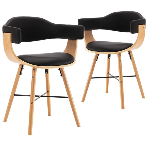 Decoshop26 - Lot de 2 chaises de salle à manger cuisine design moderne synthétique et bois courbé noir CDS020851 Decoshop26  - Salon, salle à manger