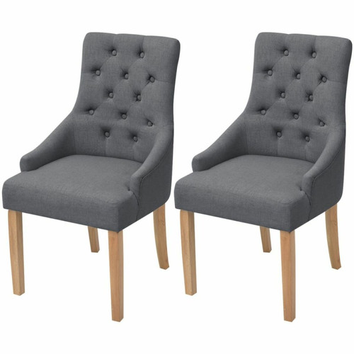 Decoshop26 - Lot de 2 chaises de salle à manger cuisine style moderne dossier capitonné en tissu gris foncé CDS020531 Decoshop26  - Decoshop26