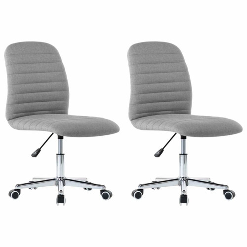 Decoshop26 - Lot de 2 chaises de salle à manger cuisine sur roulettes hauteur réglable en tissu gris clair CDS020494 Decoshop26  - Chaise écolier Chaises