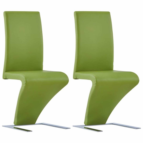 Decoshop26 - Lot de 2 chaises de salle à manger cuisine zigzag design contemporain synthétique vert CDS021162 Decoshop26  - Chaises contemporaines