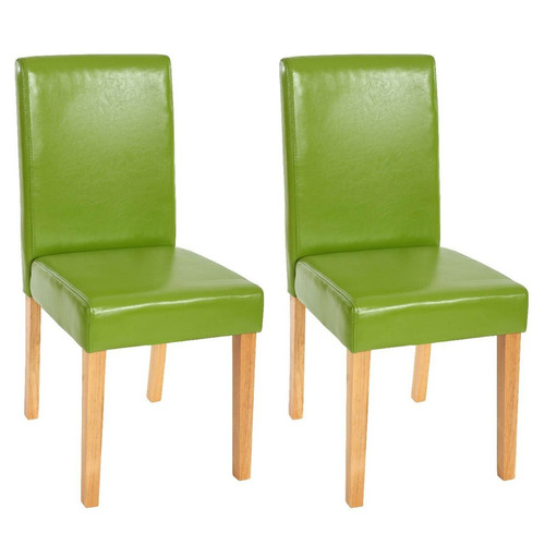 Decoshop26 - Lot de 2 chaises de salle à manger synthétique vert pieds clairs CDS04031 Decoshop26  - Chaise écolier Chaises