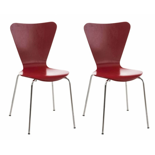 Decoshop26 - Lot de 2 chaises de séjour bureau en bois rouge et métal CDS10006 Decoshop26  - Chaise écolier Chaises