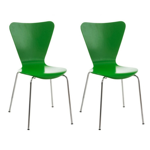 Decoshop26 - Lot de 2 chaises de séjour bureau en bois vert et métal CDS10009 Decoshop26 - Chaise métal Chaises