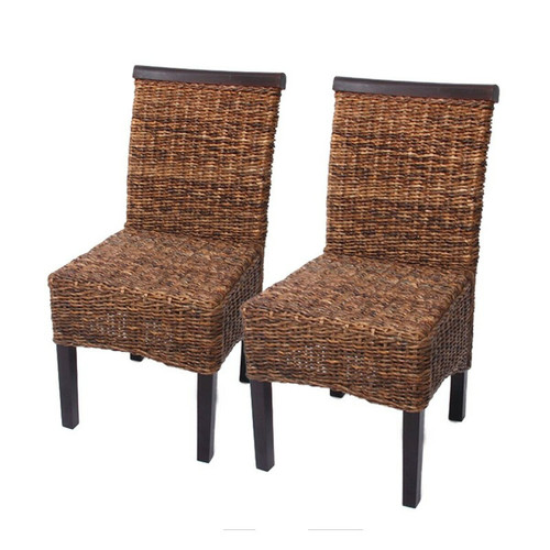 Decoshop26 - Lot de 2 chaises en rotin banane tressée pieds marron foncés CDS04005 Decoshop26 - Chaise scandinave grise Chaises