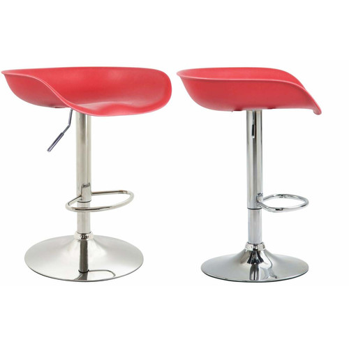 Decoshop26 - Lot de 2 tabourets de bar assise réglable en hauteur et pivotant en plastique rouge pieds tulipe en métal chromé avec repose-pieds TDB10270 - Bars