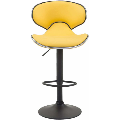 Decoshop26 Lot de 2 tabourets de bar design contemporain pieds en métal noir assise en synthétique jaune 10_0000339