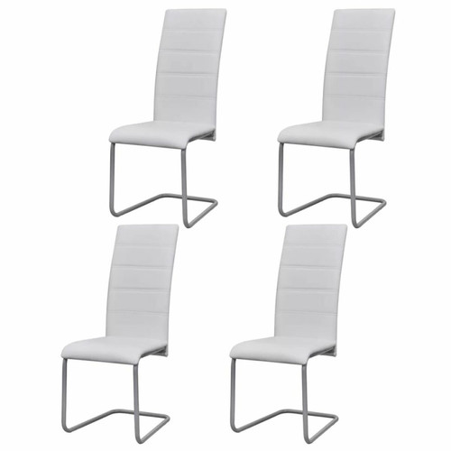 Chaises Decoshop26 Lot de 4 chaises de salle à manger cuisine cantilever confortable et moderne en synthétique blanc CDS021345