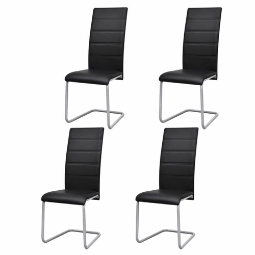 Decoshop26 - Lot de 4 chaises de salle à manger cuisine cantilever noir synthétique CDS021417 Decoshop26 - Chaise cuisine Chaises