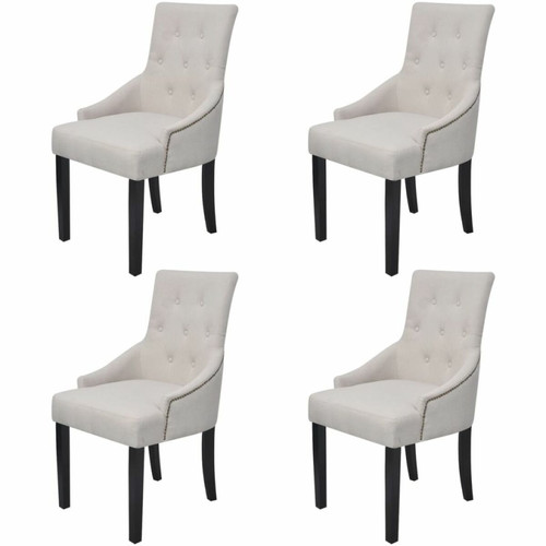 Decoshop26 - Lot de 4 chaises de salle à manger cuisine design moderne en tissu gris crème CDS021533 Decoshop26  - Chaise creme