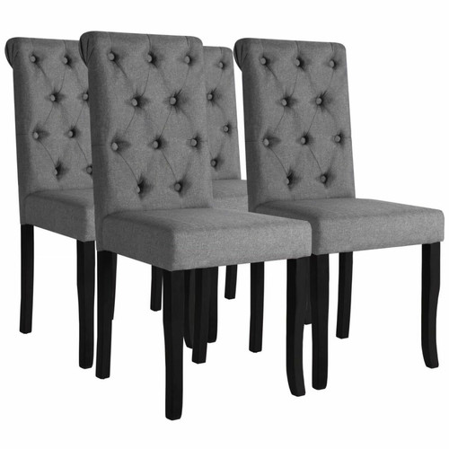 Decoshop26 - Lot de 4 chaises de salle à manger cuisine dossier capitonné tissu gris foncé CDS021546 Decoshop26  - Chaise écolier Chaises
