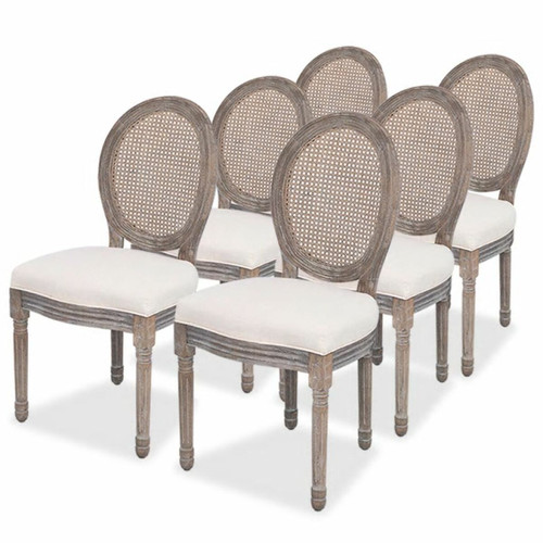 Decoshop26 - Lot de 6 chaises de salle à manger cuisine design classique tissu crème CDS022368 Decoshop26 - Chaise cuisine Chaises
