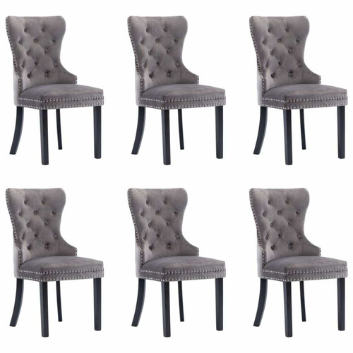 Decoshop26 - Lot de 6 chaises de salle à manger cuisine design classique velours gris CDS022511 Decoshop26  - Chaise écolier Chaises