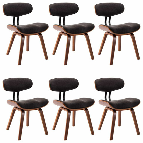 Decoshop26 - Lot de 6 chaises de salle à manger cuisine design intemporel bois courbé et tissu gris CDS022394 Decoshop26  - Lot 6 chaises marron