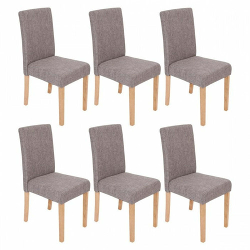 Chaises Decoshop26 Lot de 6 chaises de salle à manger en tissu gris pieds clairs CDS04218