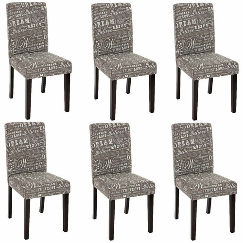 Decoshop26 - Lot de 6 chaises de salle à manger en tissu imprimé gris pieds foncés CDS04220 Decoshop26 - Chaises Non empilable