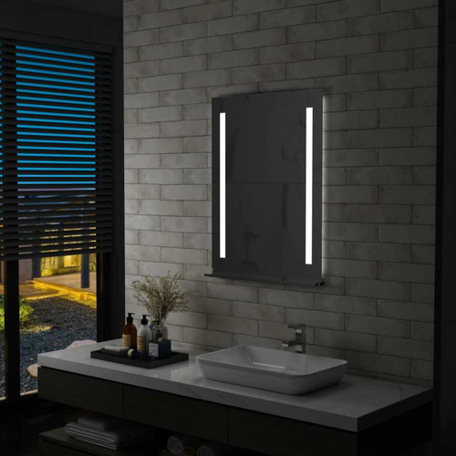 Decoshop26 - Miroir mural à LED pour salle de bains avec étagère 60x80 cm DEC022596 Decoshop26  - Miroir etagere