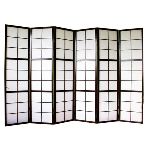 Decoshop26 - Paravent 6 panneaux pans en bois noir et papier riz 175x264cm PAR06040 Decoshop26  - Papier riz