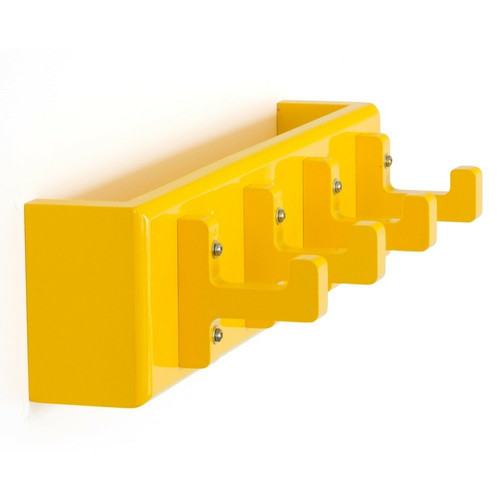 Decoshop26 - Porte-clés mural polyvalent 4 crochets étagère jaune 40x10x13cm DIV06005 Decoshop26  - Etagere jaune