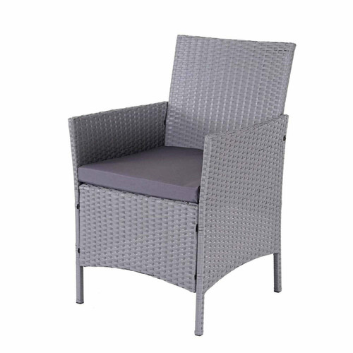 Ensembles canapés et fauteuils Salon de jardin avec fauteuils banc et table en poly-rotin gris et coussin anthracite MDJ04147